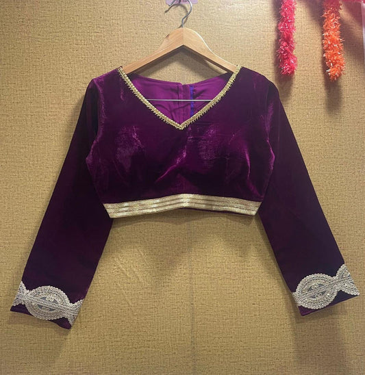 Partywear Heavy Rich 9000 Velvet Designer Blouse- Free size( Upto 42 Inch )!!