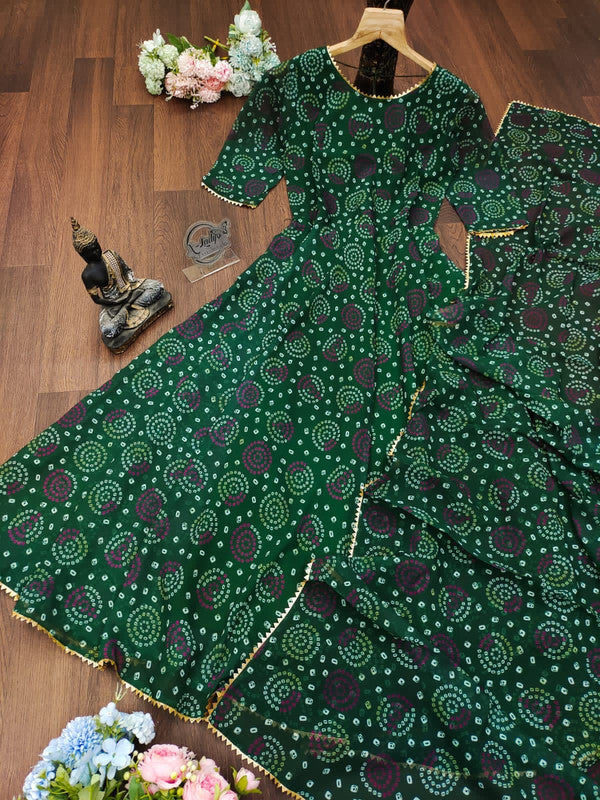 Fascinating Multi-Color Foil Work Georgette Party Wear Anarkali Gown