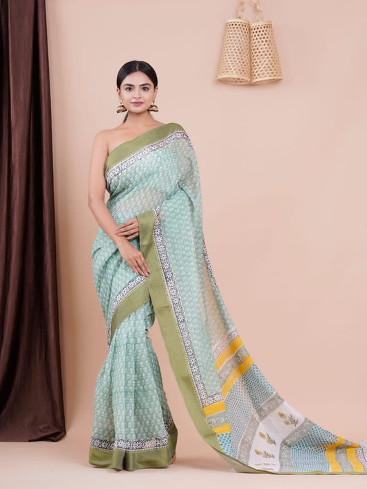 New Hand block printed Saree