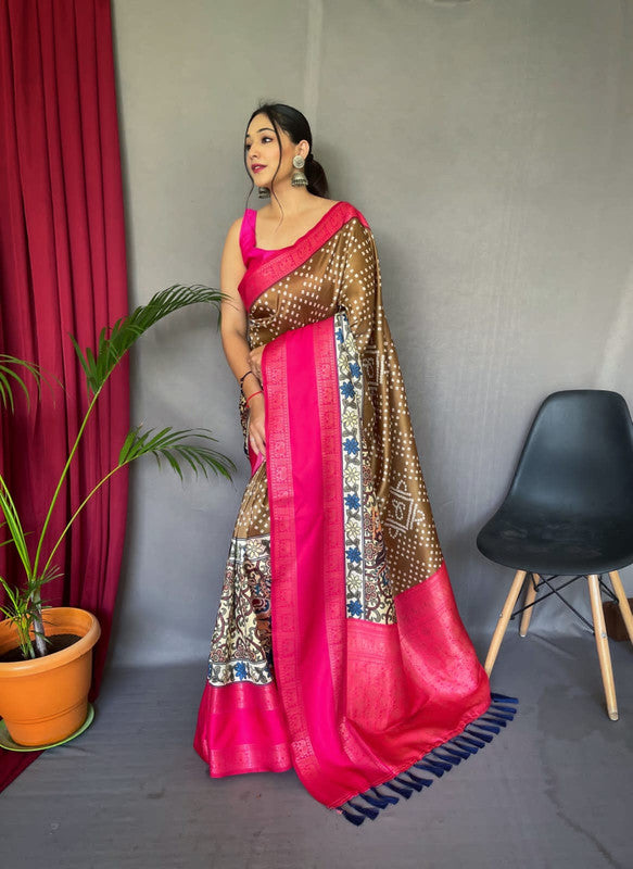 Embroidered Organza Pan-patti Saree