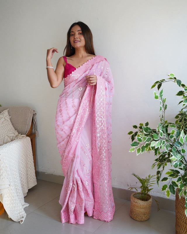 Georgette Lucknowi Saree – Sarang