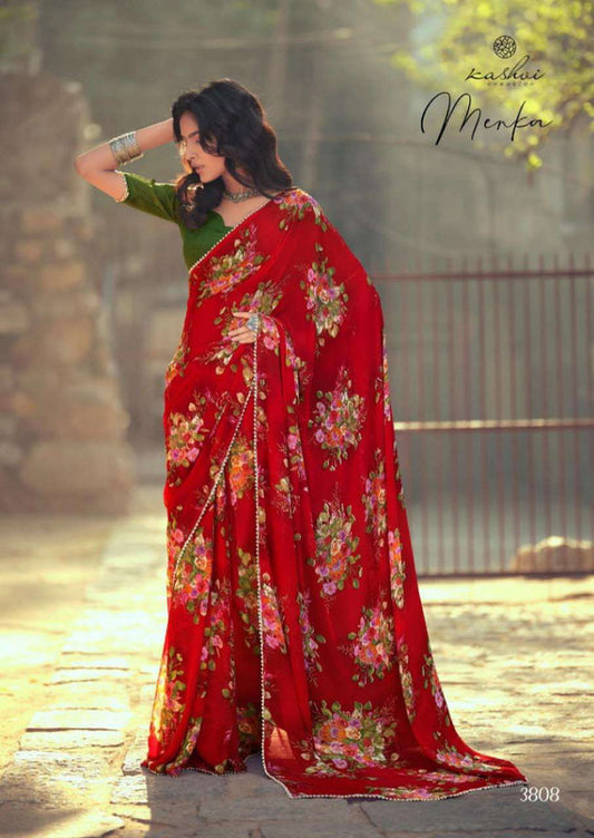 floral print sarees