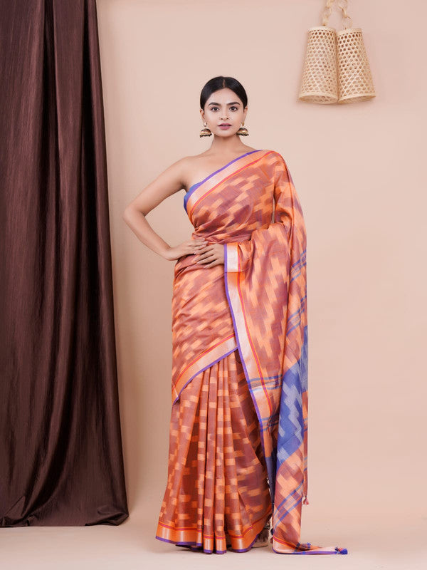 BEAUTIFUL LINEN HAND BLOCK PRINT SAREE