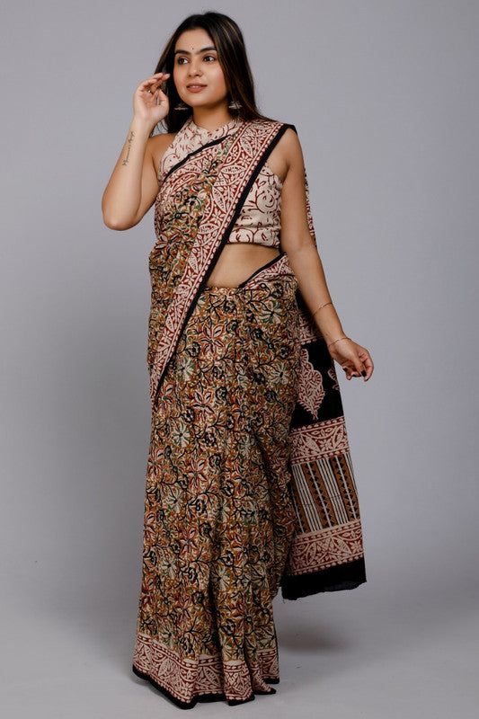 EXCLUSIVE HAND BLOCK  PRINTED COTTON SAREE!!