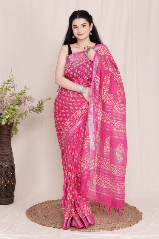 Beautiful Designer Linen  Saree