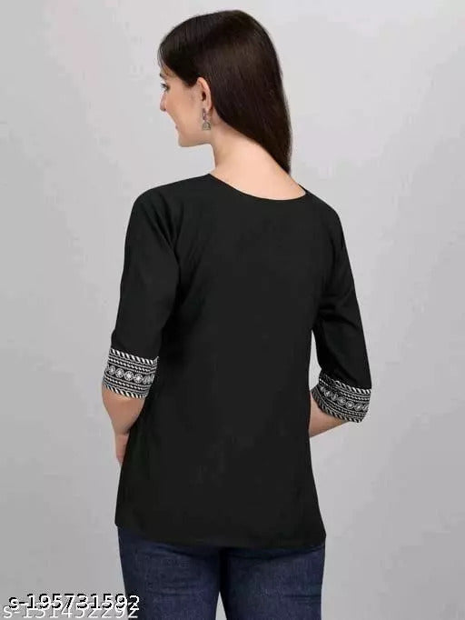 BLACK COLOURED RAYON EMBROIDERY TUNIC!!