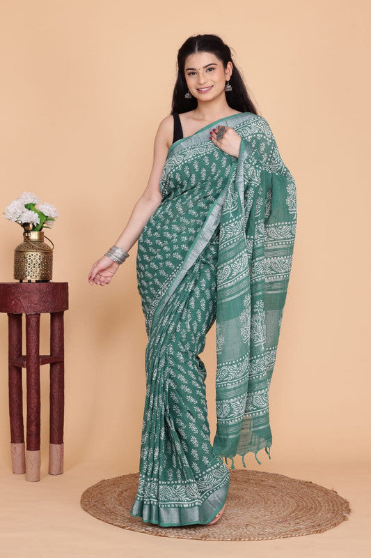 Beautiful Designer Linen  Saree