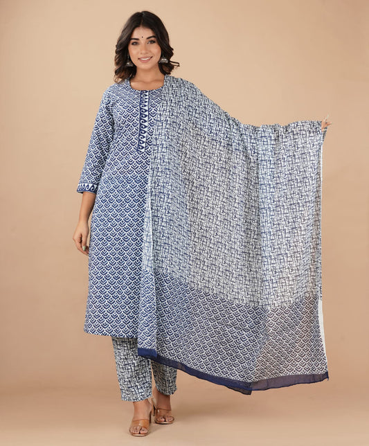 Designer Fully Stitched Suits with Bottom and Dupatta