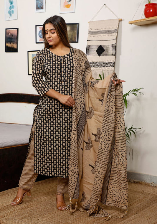 Fully Stitched Cotton Salwar Suit with Bottom & Dupatta!!