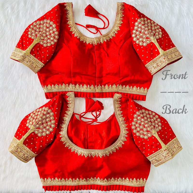 Designer Heavy 3D Embroidery Work Ready made Blouse- Free Size ( From 38 to 40 Inch)