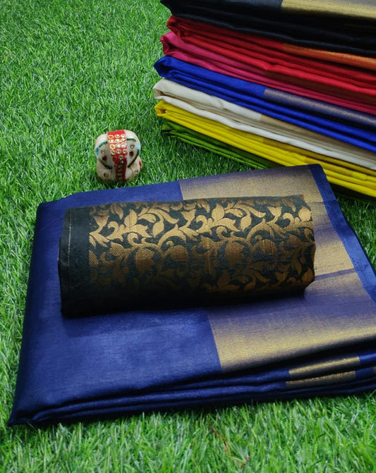 TUSSAR SILK WITH GOLD JARI BORDER