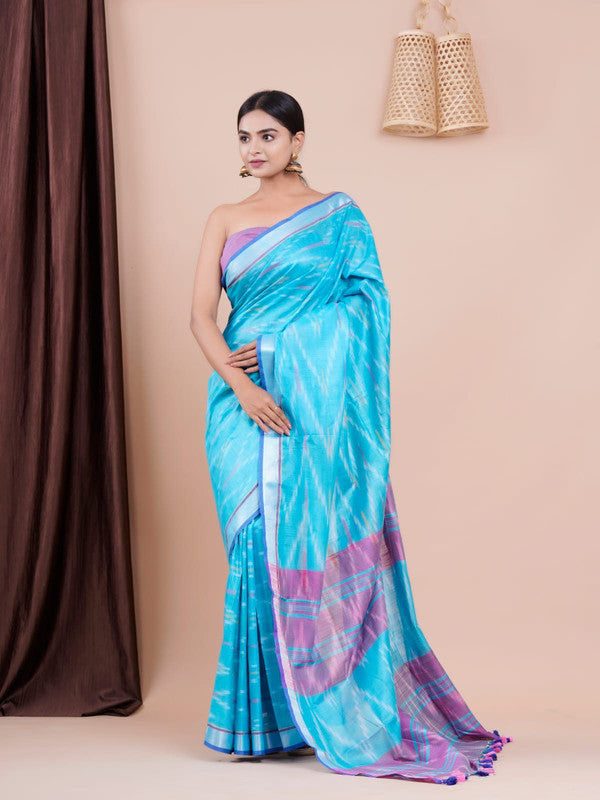 BEAUTIFUL LINEN HAND BLOCK PRINT SAREE