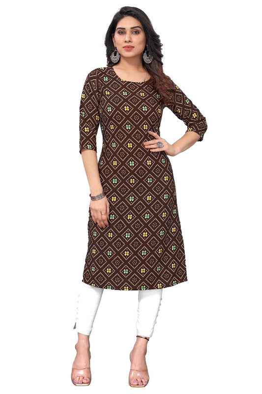 Bandhani Printed Crepe Daily wear Kurti!!