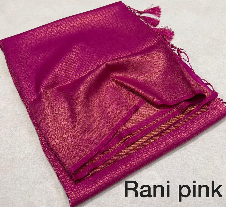 Rani Pink Coloured Soft Silk Jacquard work with Beautiful Rich Pallu Women Party/Daily wear Designer Kubera Pattu Saree with Blouse!!