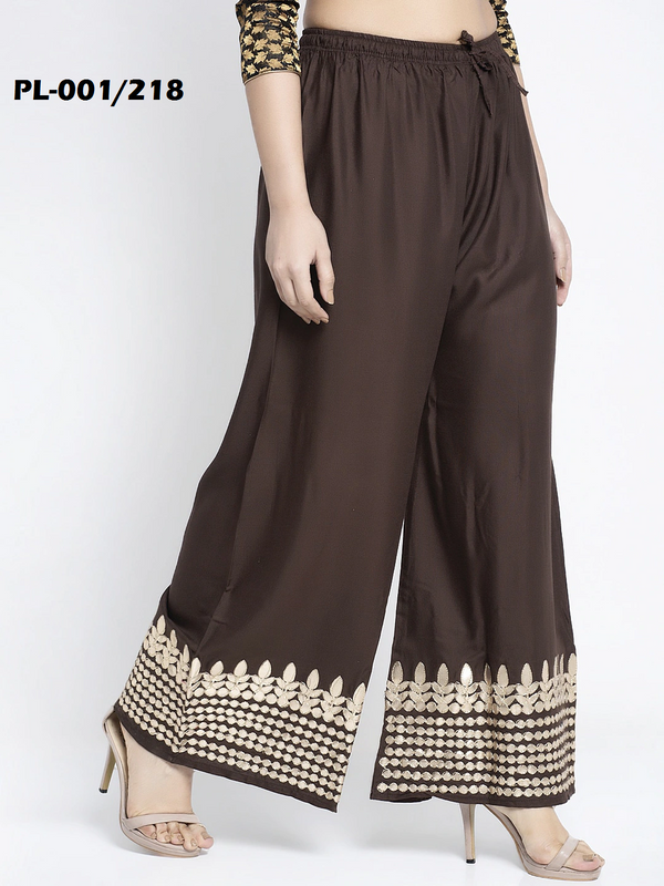 Brown Rayon Straight Solid Palazzo Free Size( 28 to 40 Inch)!!