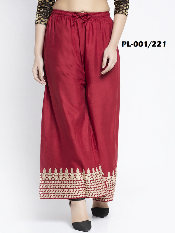 Maroon Rayon Straight Solid Palazzo Free Size( 28 to 40 Inch)!!