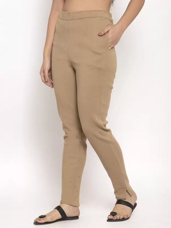 Beige Coloured Straight fit Woolen Pant!!