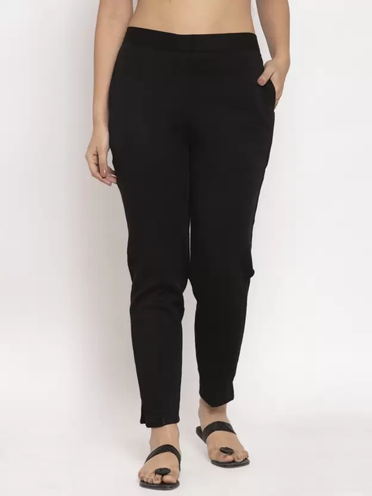 Black Coloured Straight fit Woolen Pant!!