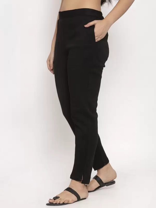 Black Coloured Straight fit Woolen Pant!!