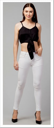 Black Color Imported Fabric Crop Top Free Size Up to 38inch