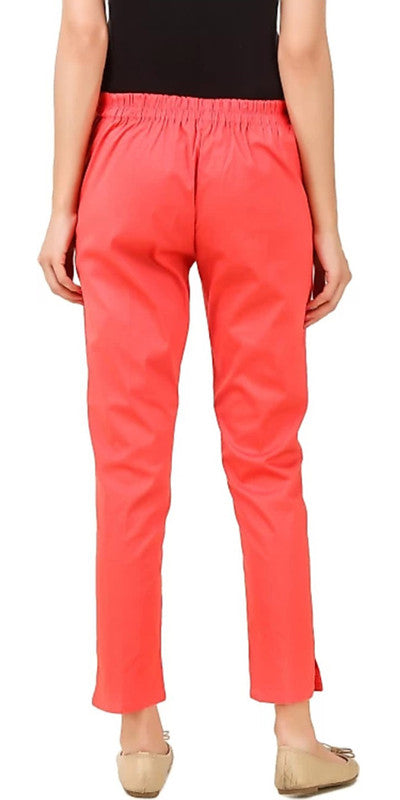 Coral Coloured Straight fit Cotton Pant!!