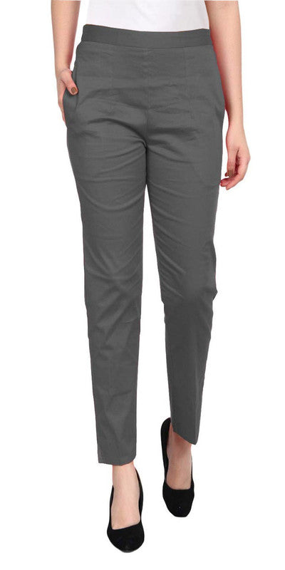 Grey Coloured Straight fit Cotton Pant!!