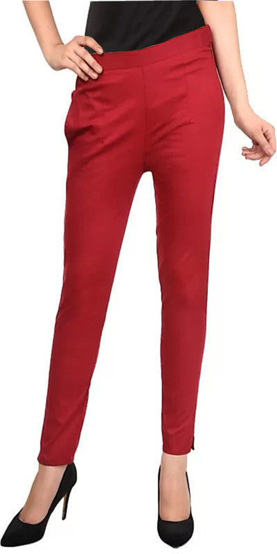 Maroon Coloured Straight fit Cotton Pant!!