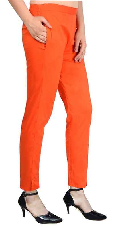 Orange Coloured Straight fit Cotton Pant!!