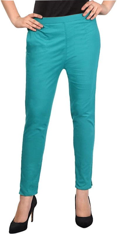 Rama Green Coloured Straight fit Cotton Pant!!