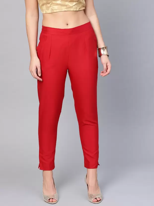 Red Coloured Straight fit Cotton Pant!!
