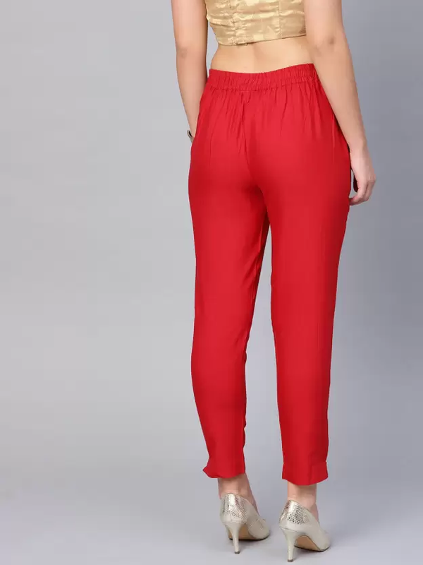 Red Coloured Straight fit Cotton Pant!!