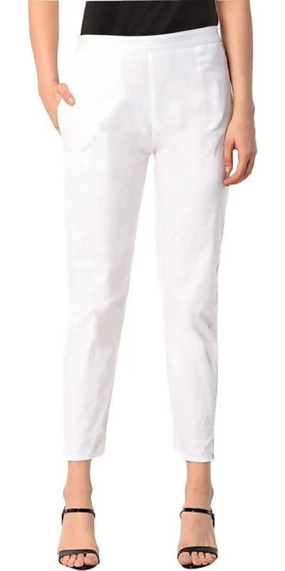 White Coloured Straight fit Cotton Pant!!
