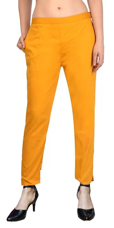 Yellow Coloured Straight fit Cotton Pant!!