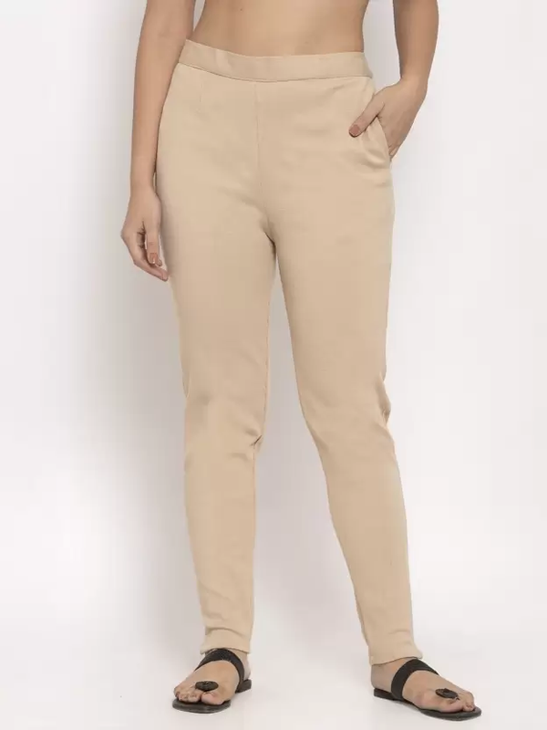 Fawn Coloured Straight fit Woolen Pant!!