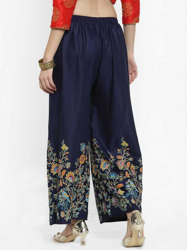 Navy Blue Rayon Straight Printed Palazzo Free Size( 28 to 40 Inch)!!