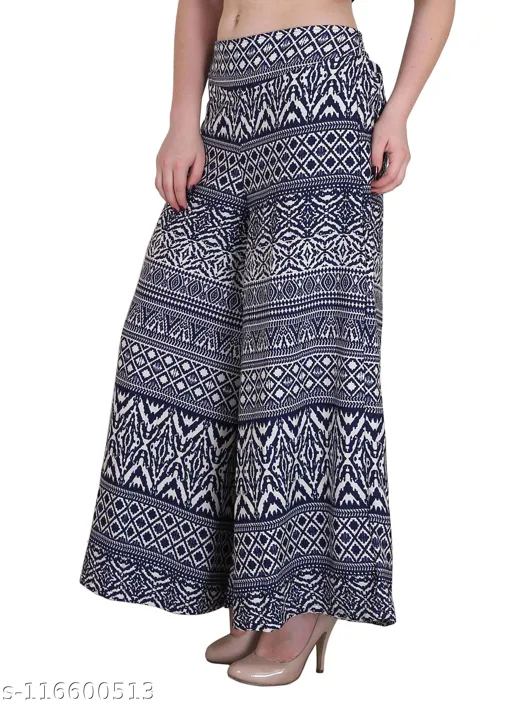 White Forest Print Crepe Wide Leg Printed Palazzo !!