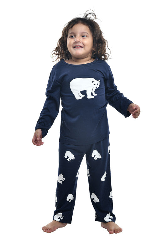 Unisex Kidswear Full Sleeves 100% Cotton Comfort wear set Bear Print - Navy Blue!!