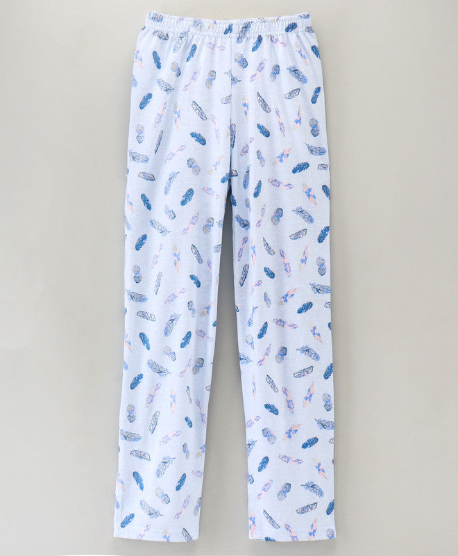 Girls Half Sleeves 100% Cotton Feather Print Comfort wear Set -  Blue!!