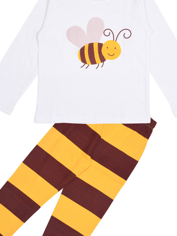 Unisex Kidswear  Full Sleeves 100% Cotton Comfort wear set Animal Print - Off White & Multi!!