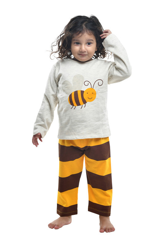 Unisex Kidswear  Full Sleeves 100% Cotton Comfort wear set Animal Print - Off White & Multi!!