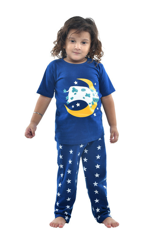 Unisex Kidswear Half Sleeves 100% Cotton T-shirt and Bottom Comfort wear  - Blue!!