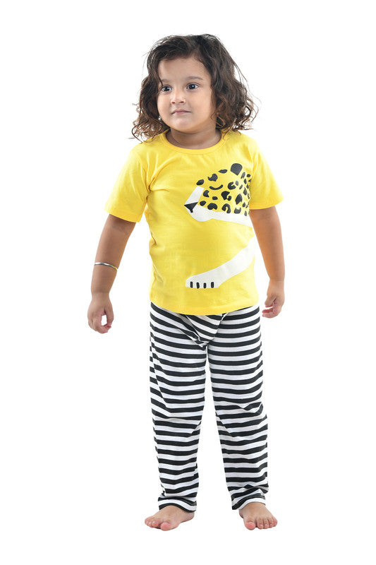 Boys Half Sleeves 100% Cotton T-shirt and Bottom Comfort wear -  Yellow & Stripes!!