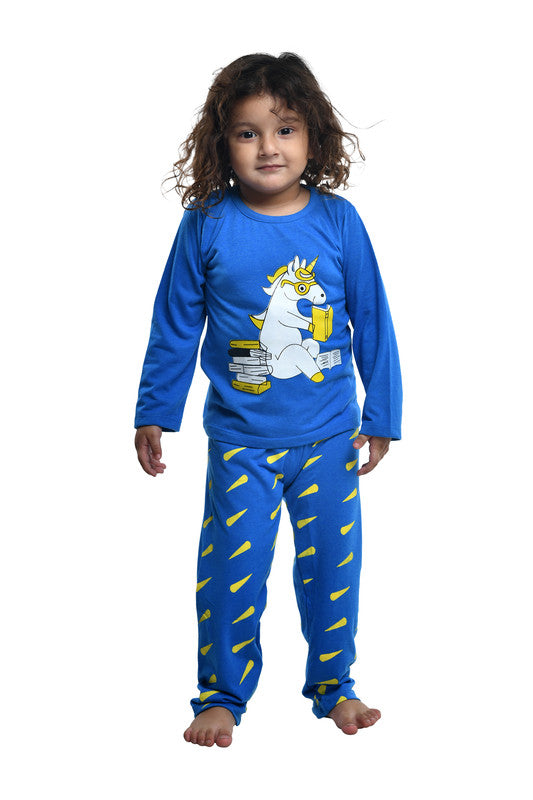 Unisex Kidswear Full Sleeves 100% Cotton T-shirt and Bottom Comfort wear - Blue!!