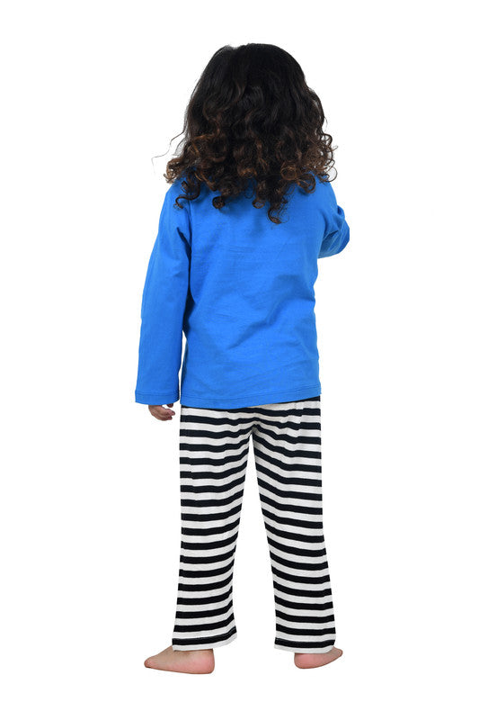 Unisex Kidswear Full Sleeves 100% Cotton T-shirt and Bottom Comfort wear  - Blue & Stripes!!