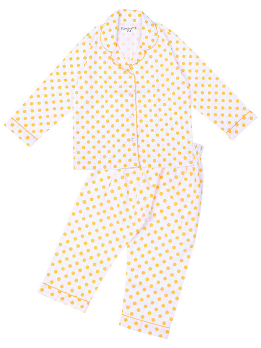 Girls Full Sleeves 100% Cotton Printed Comfort wear set - Yellow!!