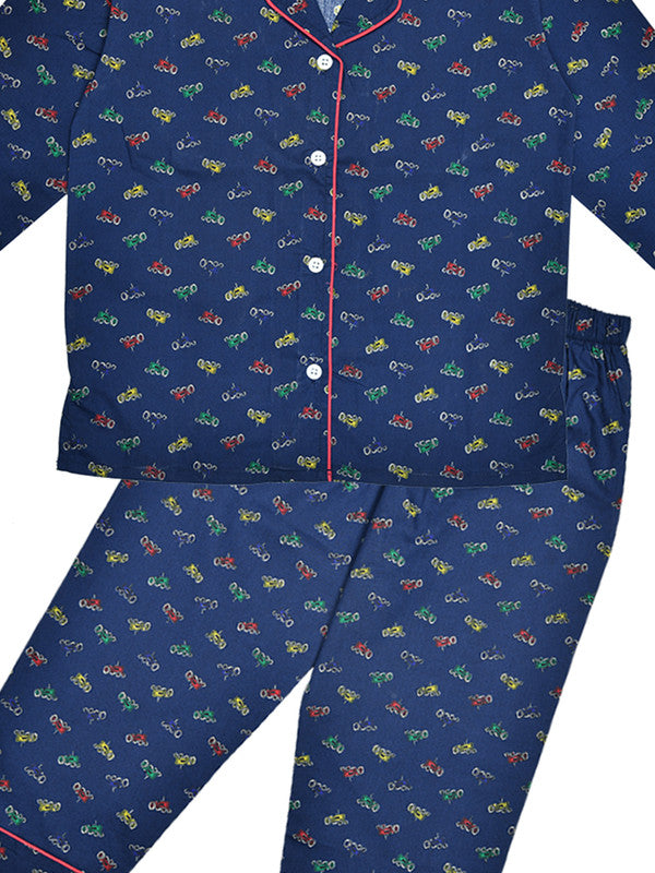 Boys Full Sleeves 100% Cotton Printed Comfort wear set -  Blue!!