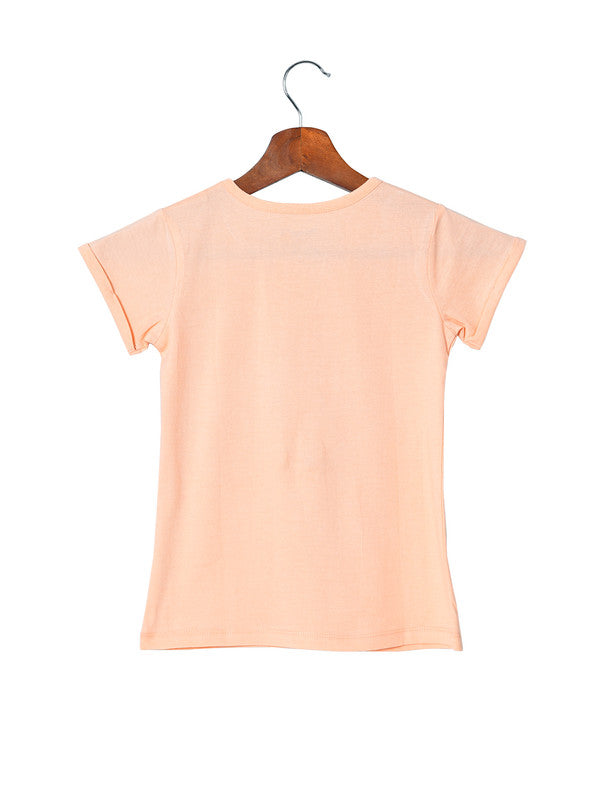 Girls Half Sleeves 100% Cotton T-Shirt -  Peach!!