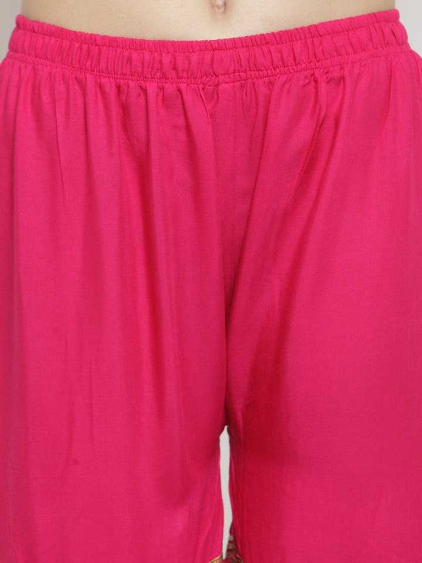 Magenta Rayon Wide Leg Printed Palazzo Free Size( 28 to 40 Inch)!!