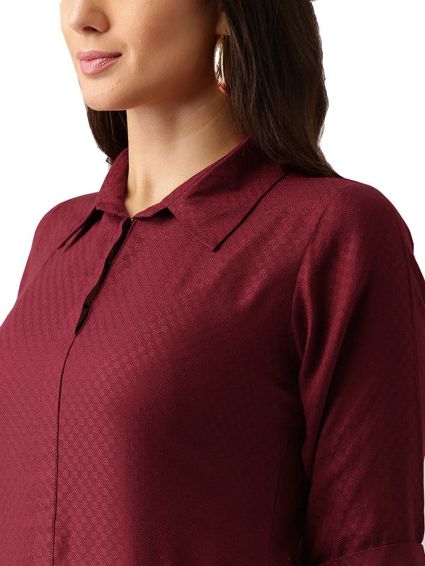 Maroon Coloured Fancy Designer Rayon Kurti!!