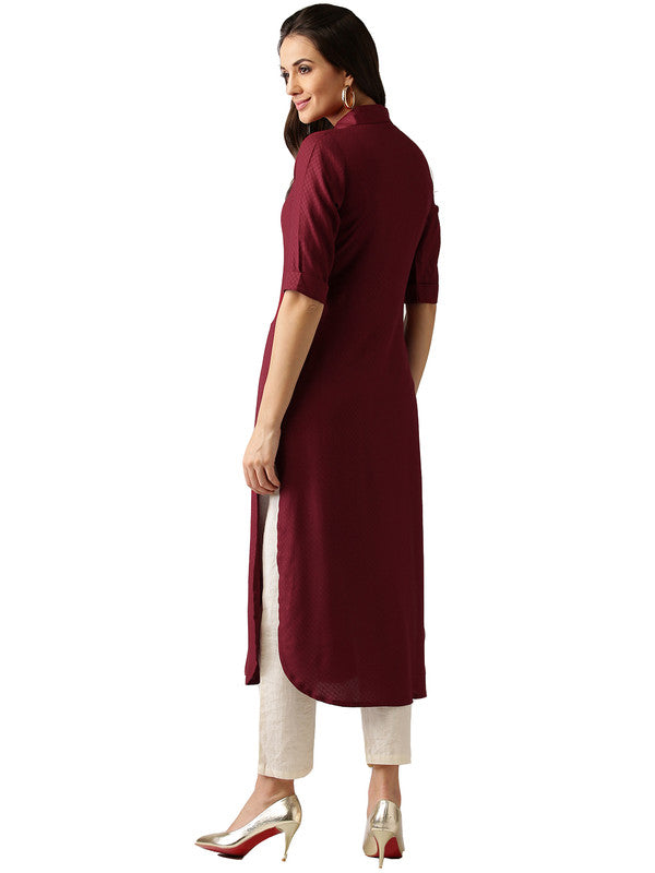 Maroon Coloured Fancy Designer Rayon Kurti!!